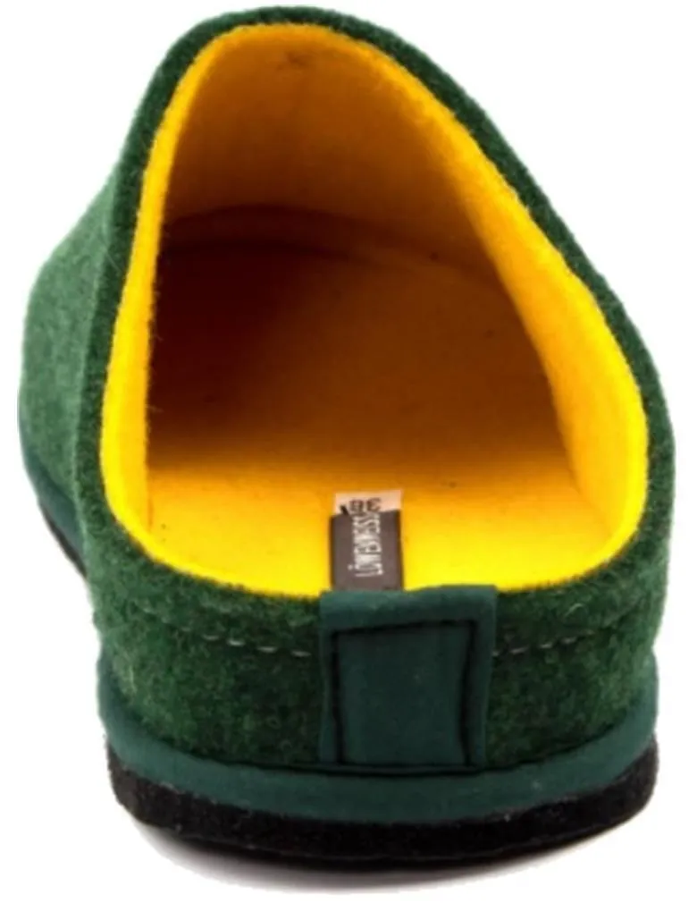 Lowenweiss Unisex Felted Wool Forest Green Yellow Slippers 6800BC 477 980